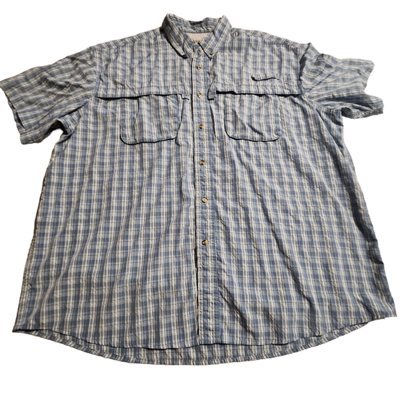 L.L. Bean Other - L.L.Bean Men's Tropicwear Blue Plaid Short-Sleeve Button Down Shirt XXL F41